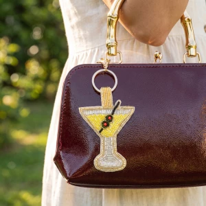 Beaded Martini Cocktail Keychain Bag Charm