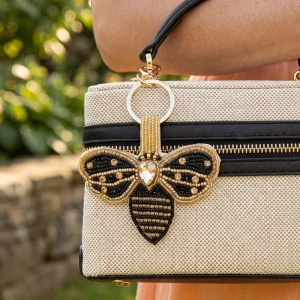 Crystal Bee Beaded Keychain Bag Charm