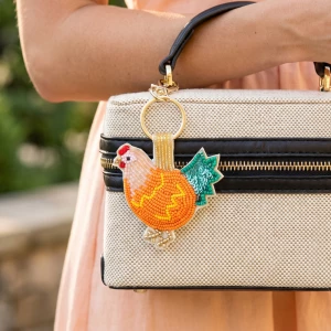 Beaded Chicken Sequin Tail Keychain Bag Charm