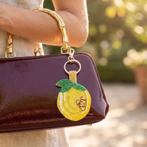 Crystal Lemon Beaded Keychain Bag Charm