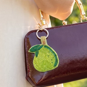 Beaded Pear Fruit Keychain Bag Charm