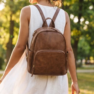 Distressed Vegan Leather Mini Backpack