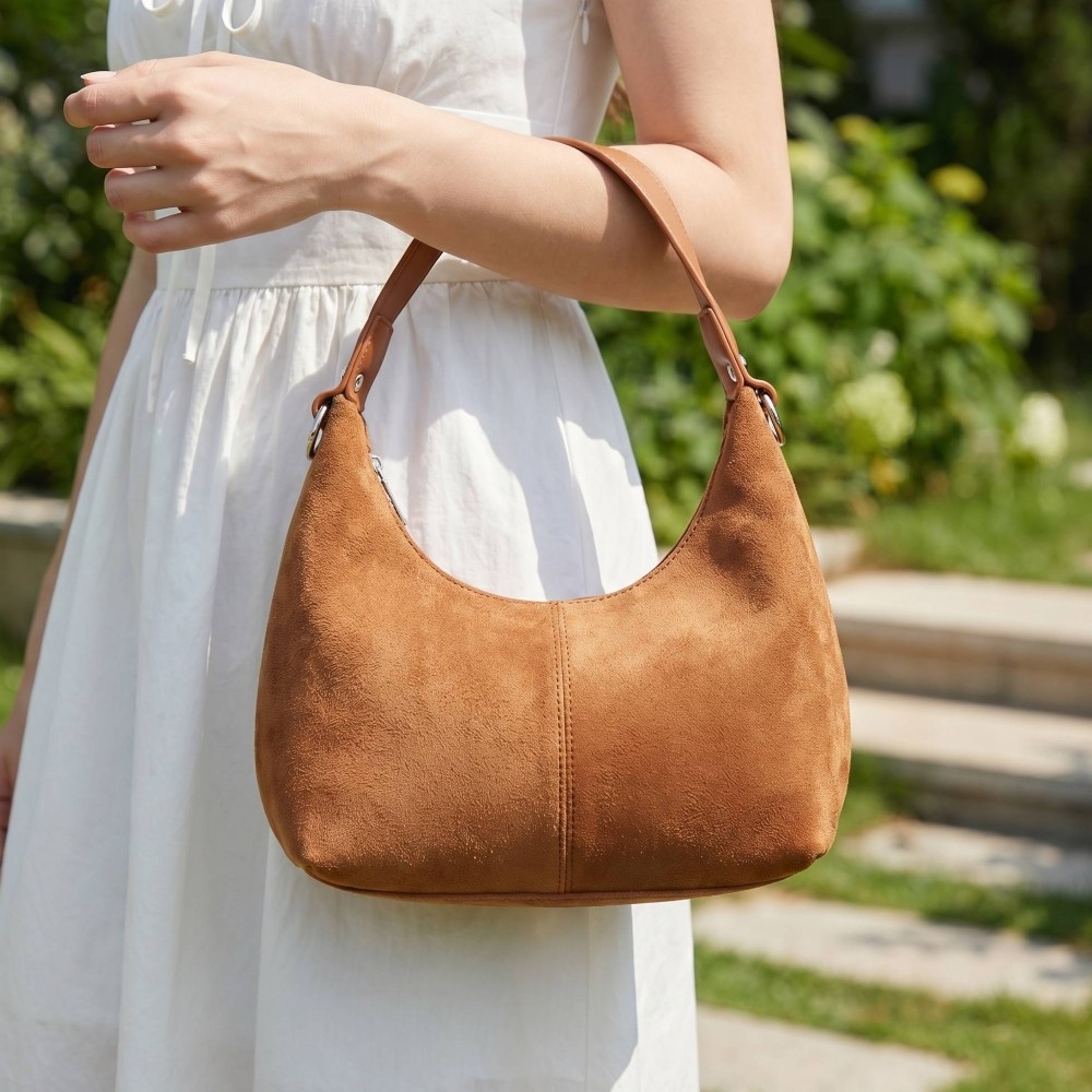 Faux Suede Panel Hand Bag