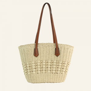 Straw Basket Weave Shoulder Tote Bag