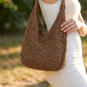 Crochet Knit Cotton Shoulder Bag