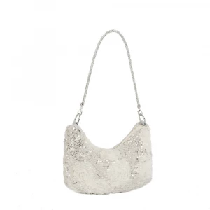 Sequin Flower Evening Shoulder Bag