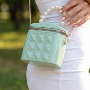 Pyramid Stud Pearl Handle Box Bag
