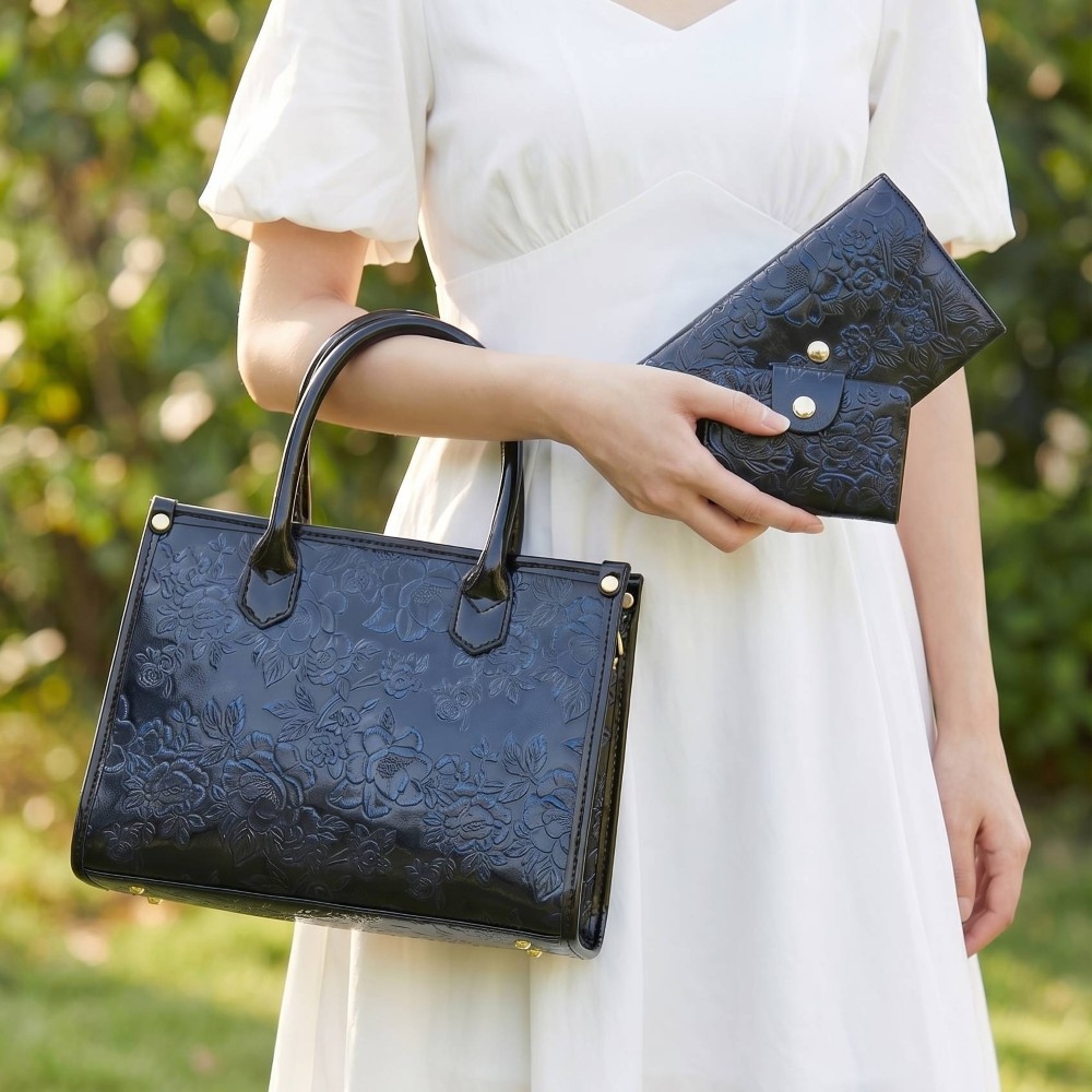 Embossed Flower 3 In 1 Satchel Set