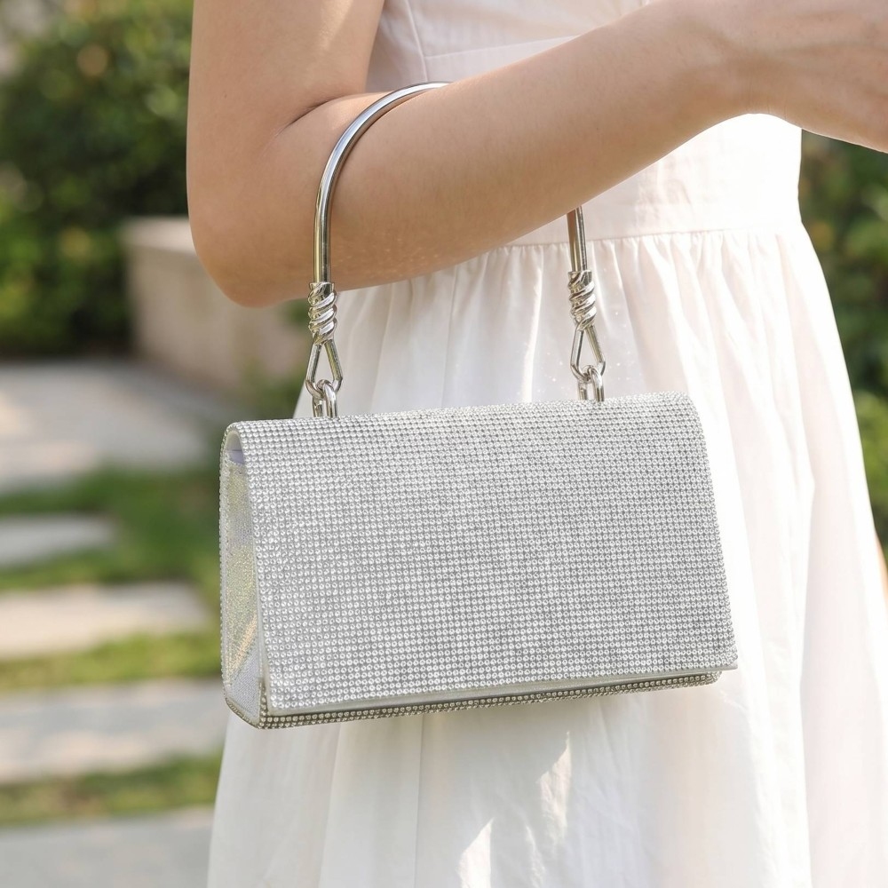 Rhinestone Top Handle Clutch Bag