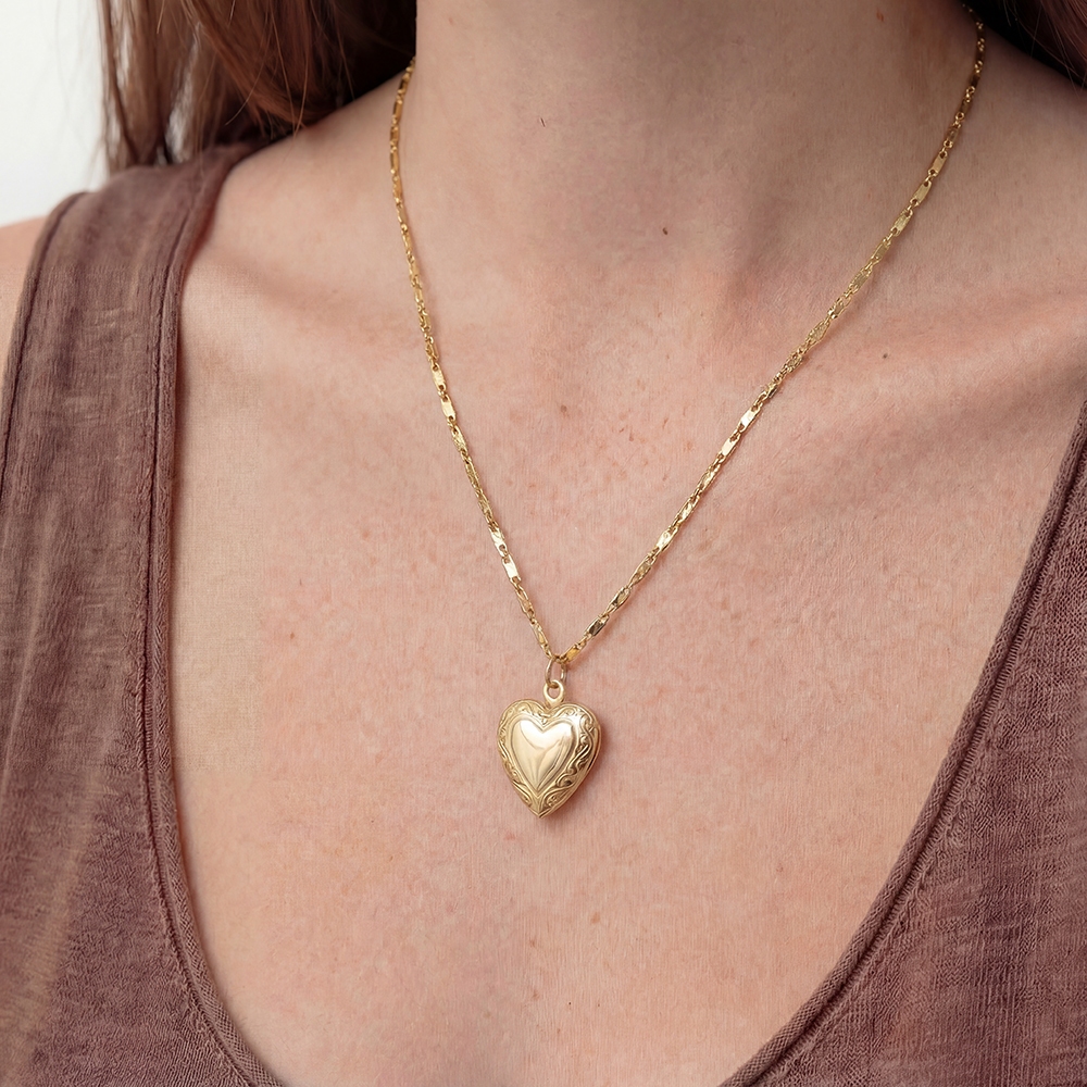 Gold Dipped Locket Heart Pendant Necklace