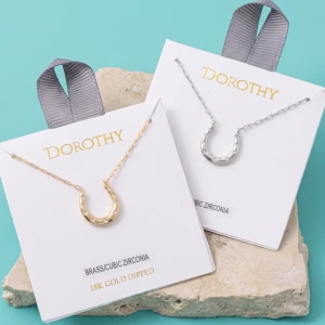 Cz Horseshoe Paperclip Chain Necklace