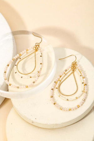 Layered Seed Beaded Teardrop Earrings