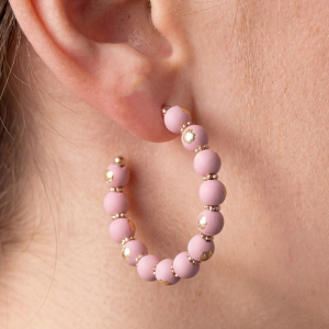 Ball Beaded Hoop Earrings