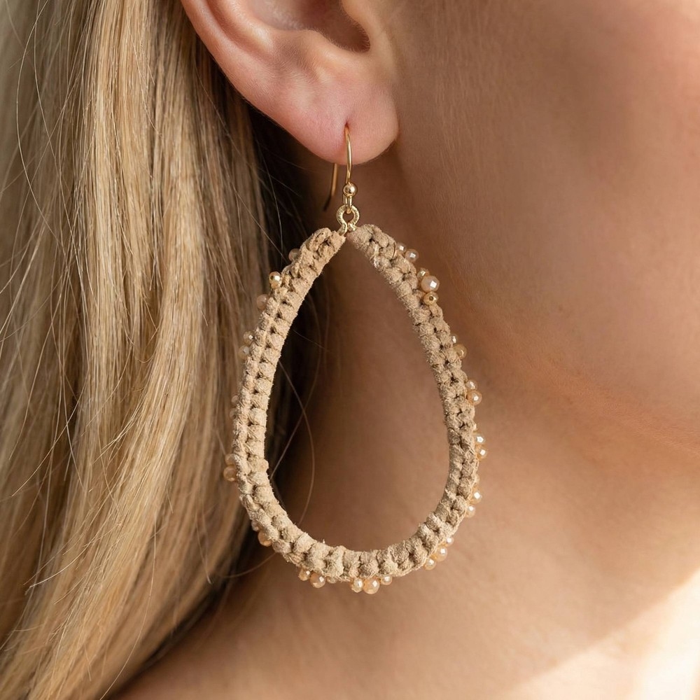 Faux Leather Teardrop Cutout Earrings