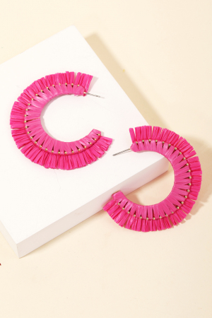 Raffia Fan C Hoop Earrings