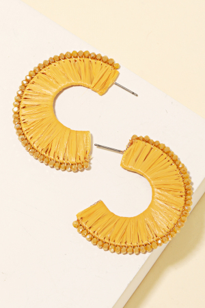 Beaded Edge Raffia Hoop Earrings
