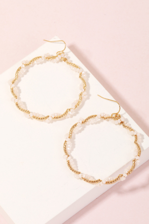 Metallic Beaded And Spiral Hoop Drop Earrings