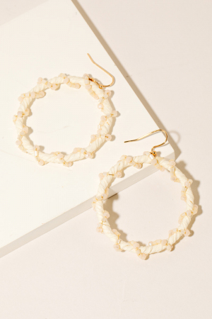 Raffia And Bead Wrap Hoop Drop Earrings