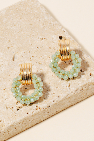 Mini Faceted Glass Beaded Hoop Door Knocker Earrings