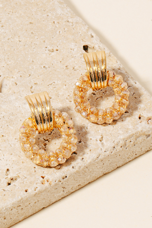 Mini Faceted Glass Beaded Hoop Door Knocker Earrings