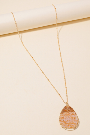 Cluster Faceted Beaded Tear Pendant Long Necklace