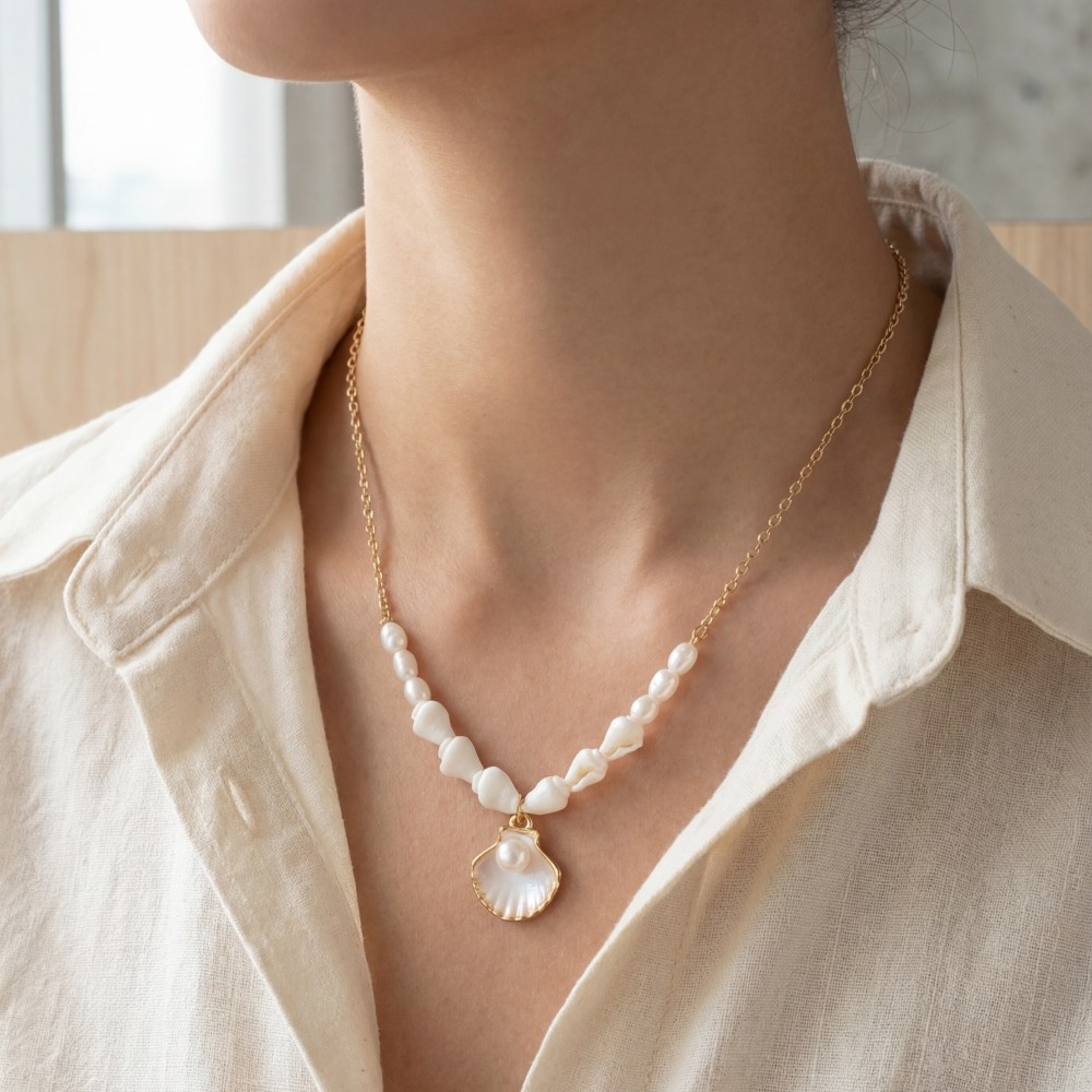 Sealife Seashell Pendant Necklace