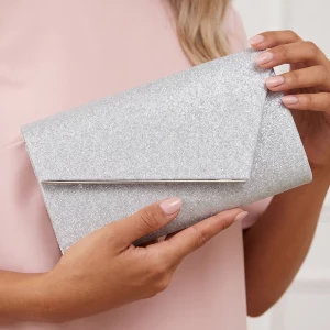 Glitter Asymmetric Bar Envelope Clutch