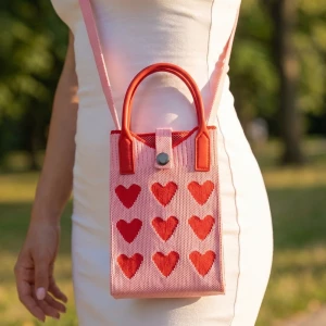 Heart Knit Phone Crossbody Bag