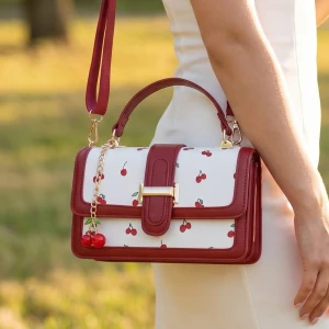 Cherry Print Buckle Flap Satchel