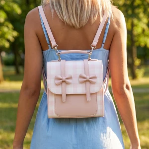 Gingham Bow Convertible Satchel Backpack