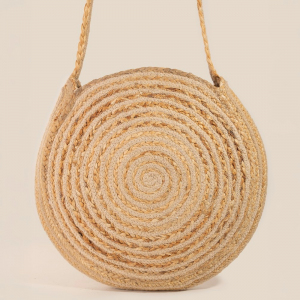 Colorful Circle Braided Jute Crossbody Bag