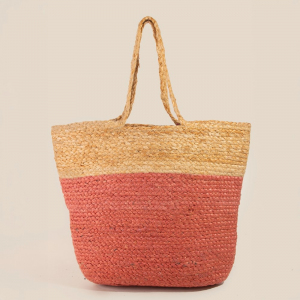 Two Tone Woven Jute Tote Bag