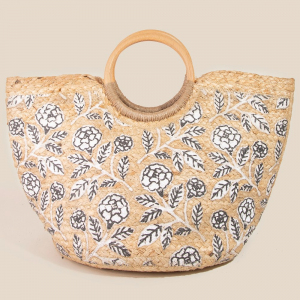 Black And White Painted Rose Jute Tote Bag