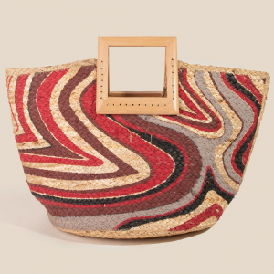 Wavy Painted Pattern Jute Tote Bag