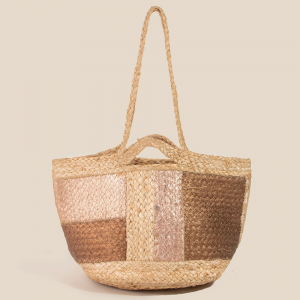 Metallic Stripes Small Jute Tote Bag
