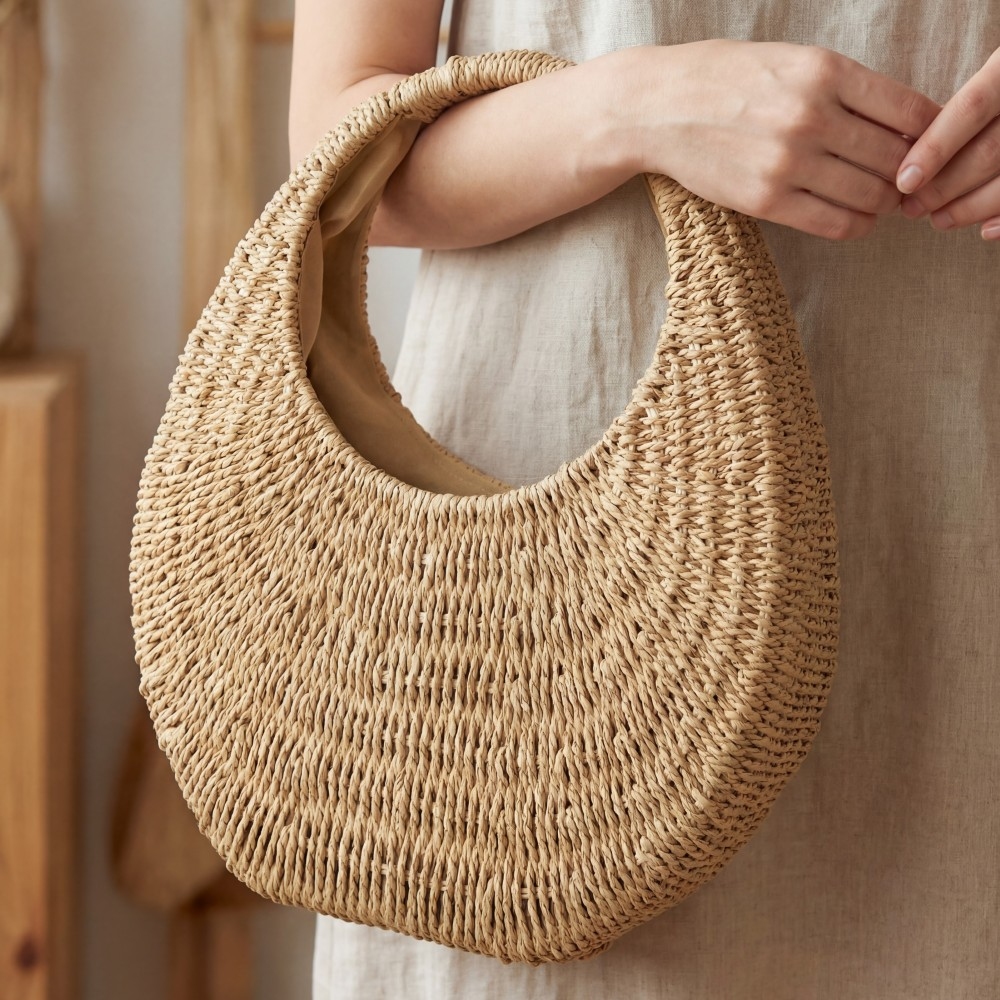 Basket Weave Round Handbag