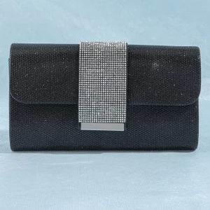 Shimmer Mesh Clutch With Crystal Tab Closure