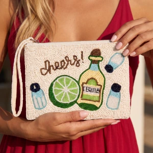 Cheers Tequila Beaded Zip Pouch