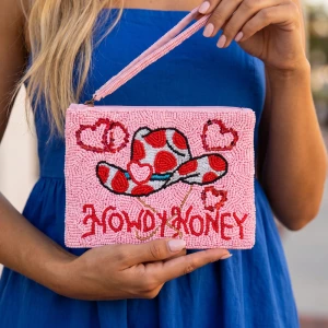 Howdy Honey Cowboy Hat Beaded Zip Pouch