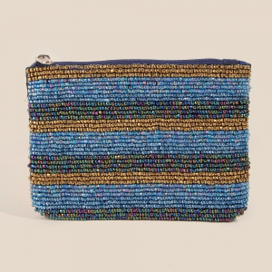 Seed Beaded Stripes Coin Purse