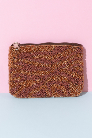 Brown Gold Beaded Coin Purse