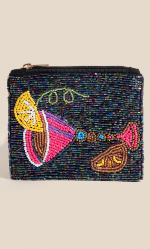 Seed Beaded  Martini Coin Purse