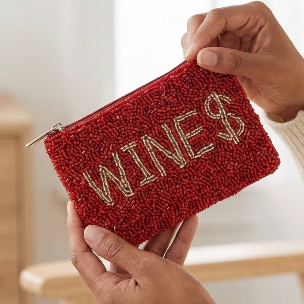 Wines Seed Beaded Coin Purse