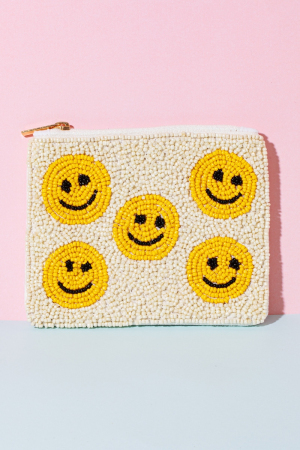 Multi Happy Face Beaded Coin Purse