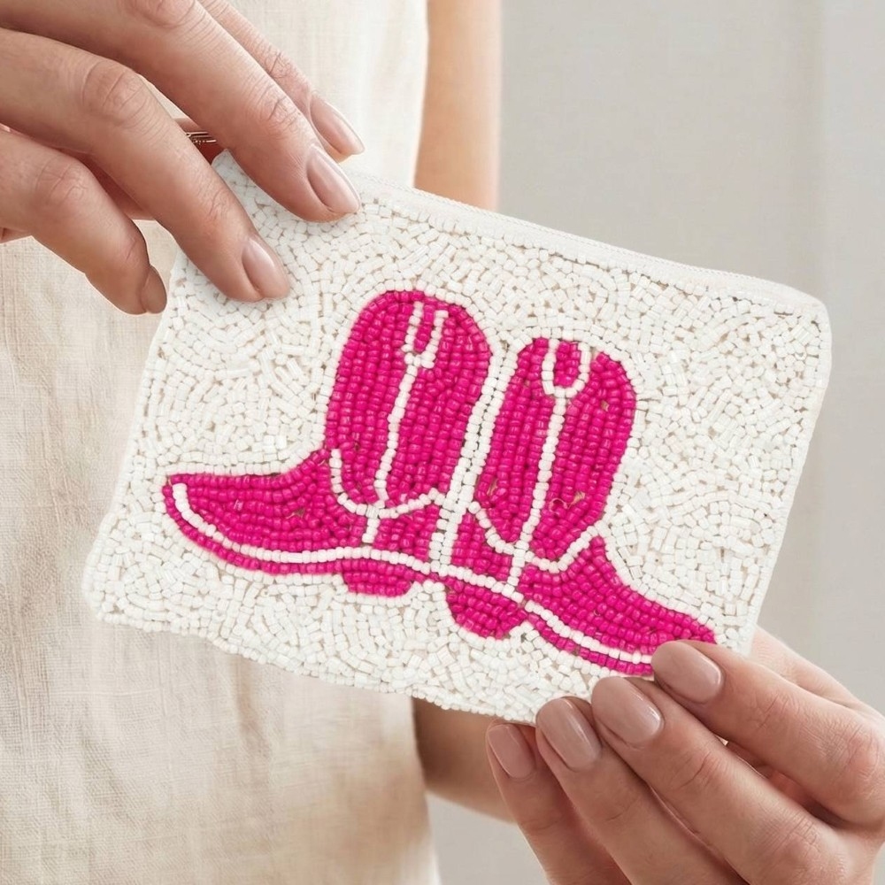Pink Seed Beaded Coin Purse