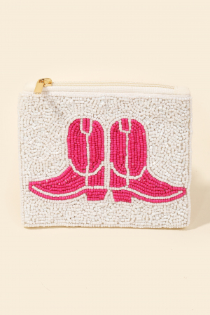 Pink Seed Beaded Coin Purse