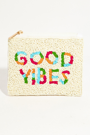 Colorful Good Vibes Beaded Coin Purse