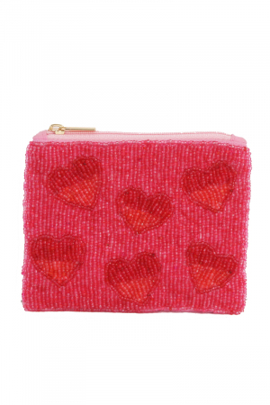 Multi Heart Beaded Coin Purse