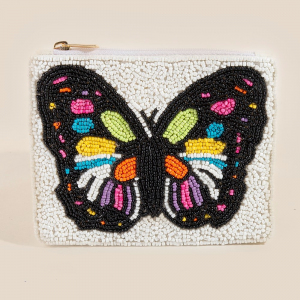Seed Beaded Butterfly Coin Purse