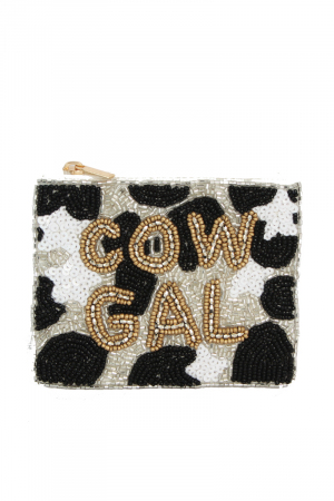 Cow Gal Beaded Coin Purse